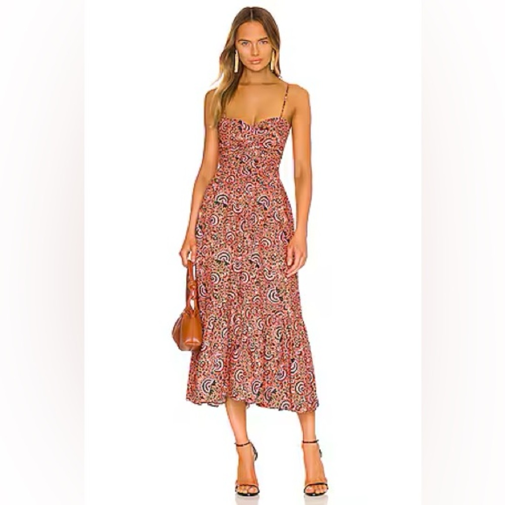 A.L.C.  Coral Multi Sleeveless Lilah Midi Dress